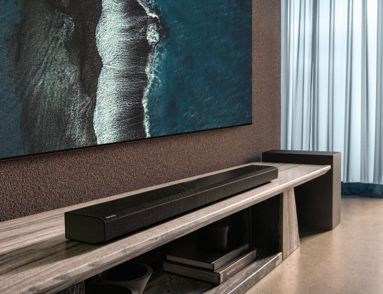  soundbar under tv in living room